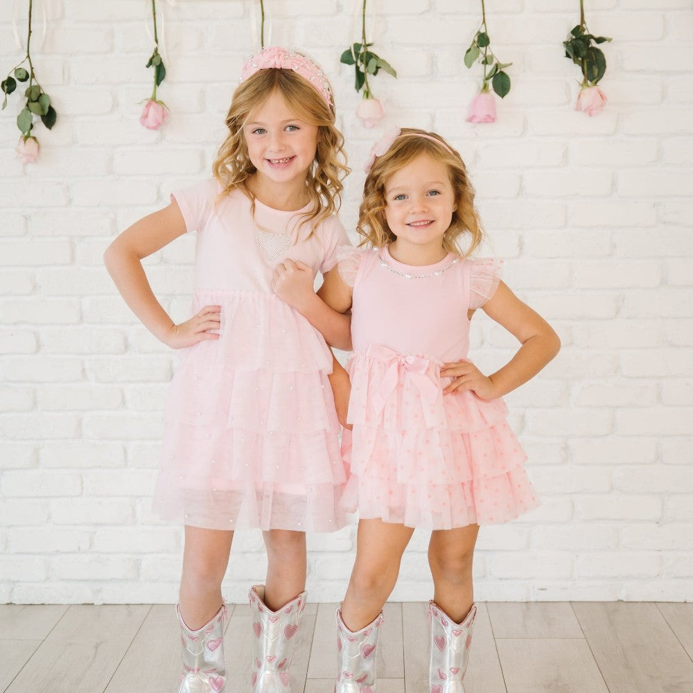 Flocked Heart Valentine's Day Tulle Bow Headband|10631