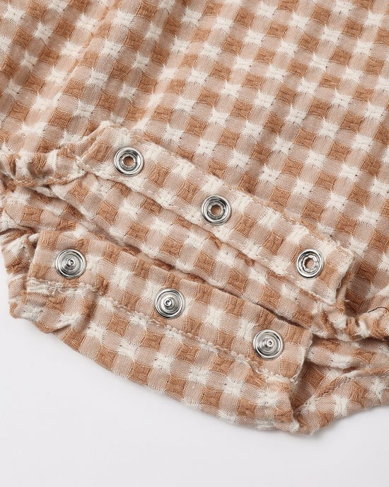 Colette Romper Fawn Gingham|12023