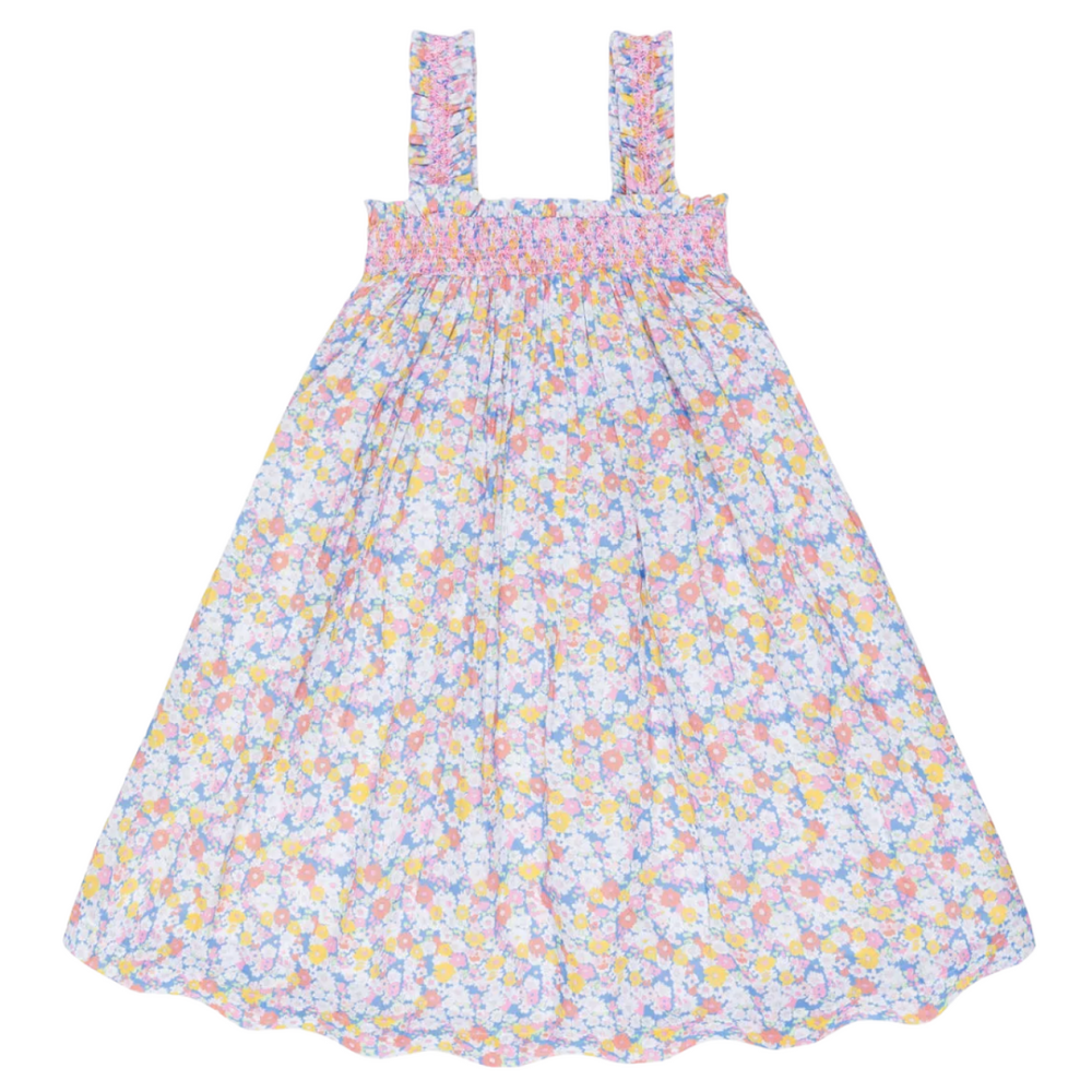 Girls jasmine blossom smocked ruffle strap dress|11466