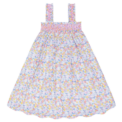 Girls jasmine blossom smocked ruffle strap dress|11466