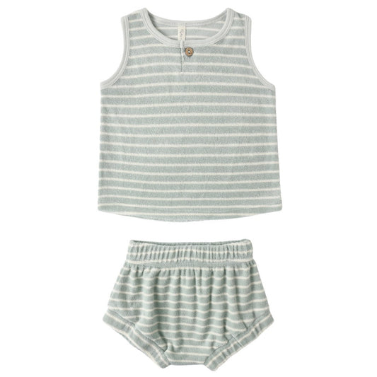 Baby Tank Set Seafoam Terry Stripe|10593