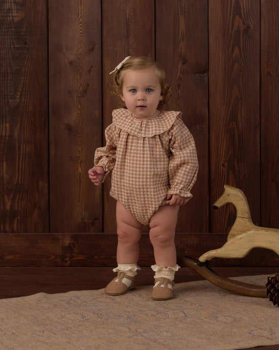 Colette Romper Fawn Gingham|12025