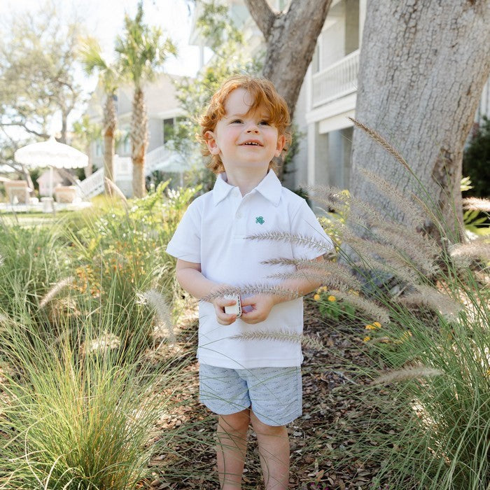 Seaside Pull On Short - Sharks On Grey|8566