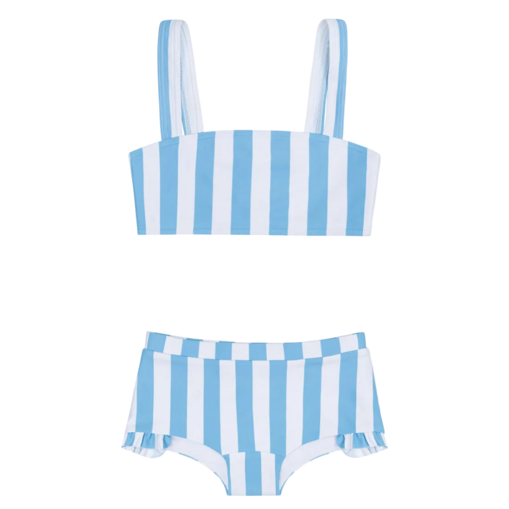 Girls bay stripe bandeau bikini and swim shorts|11507