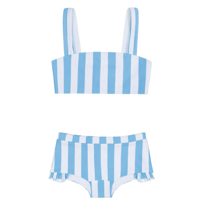 Girls bay stripe bandeau bikini and swim shorts|11507