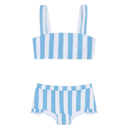 Girls bay stripe bandeau bikini and swim shorts|11507