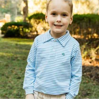 Harry Long Sleeved Striped Blue & White Polo Shirt|5139