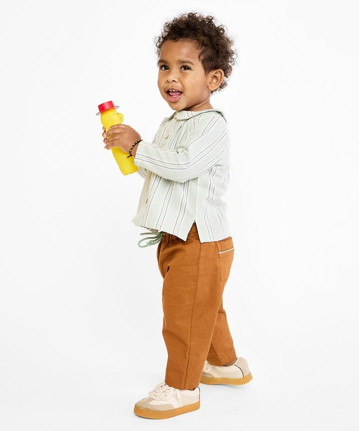 Jefferson Baby Shirt, Sage Chevron Stripe|9229