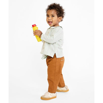 Jefferson Baby Shirt, Sage Chevron Stripe|9229