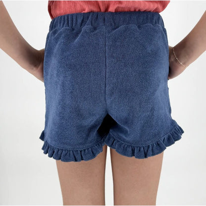 Girls Newport Navy Ruffle French Terry short|8606