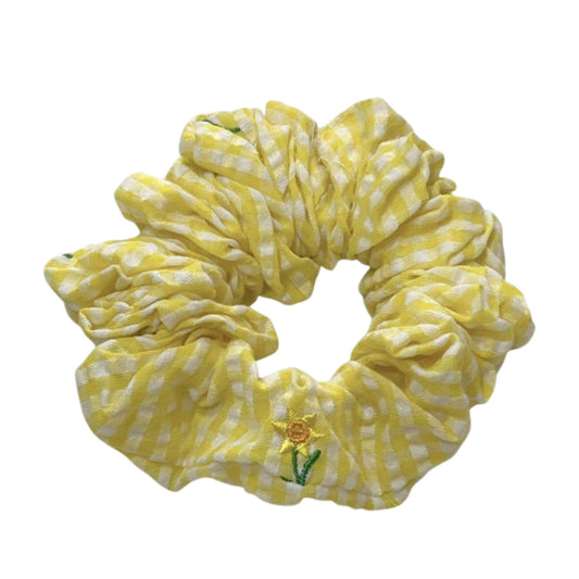Yellow Gingham with Daffodil Scrunchie