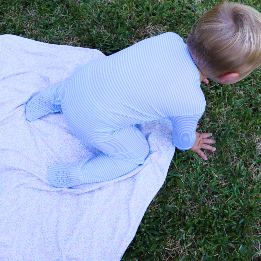 Powder Blue Stripe Footie|12774