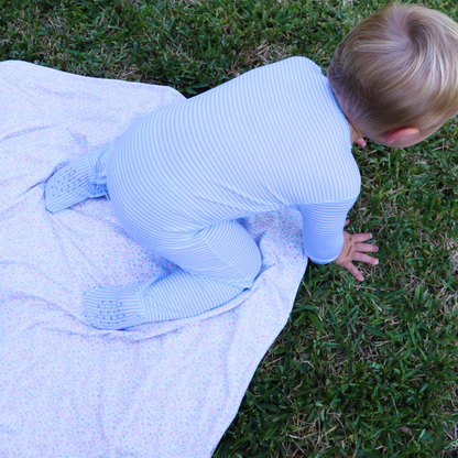 Powder Blue Stripe Footie|12774