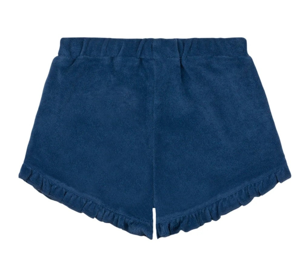 Girls Newport Navy Ruffle French Terry short|8605