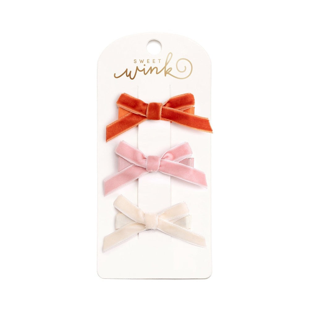 Mini Velvet Bow Clip Set|13224