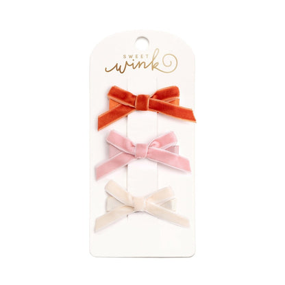 Mini Velvet Bow Clip Set|13224