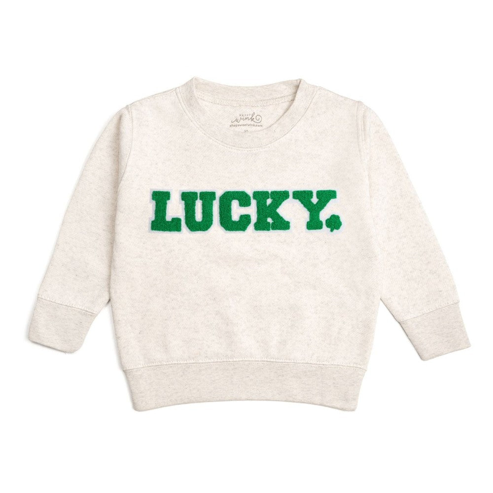 Lucky Varsity Patch St. Patrick's Sweatshirt Natural|10886