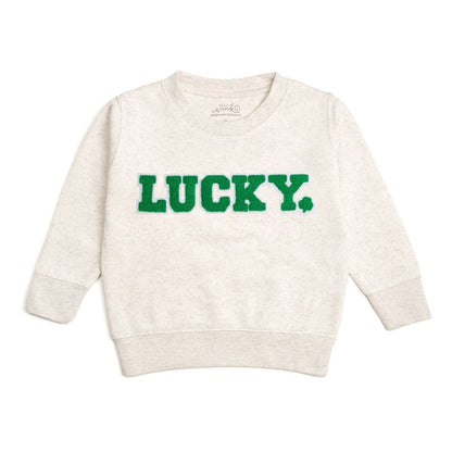 Lucky Varsity Patch St. Patrick's Sweatshirt Natural|10886