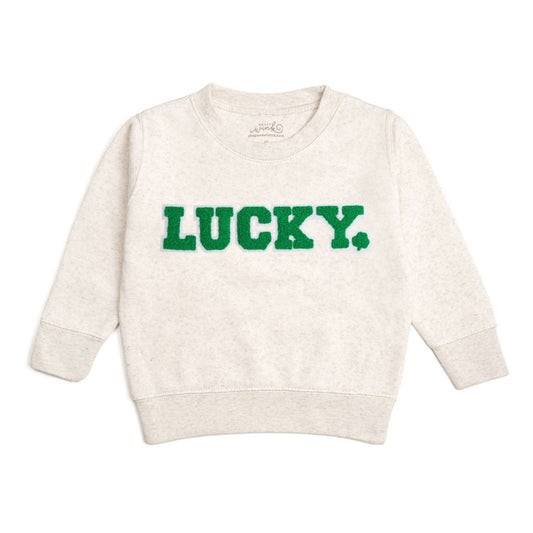 Lucky Varsity Patch St. Patrick's Sweatshirt Natural|10886
