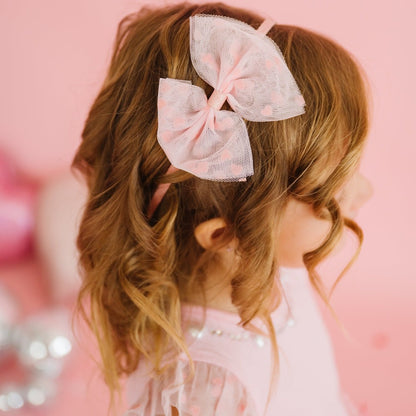 Flocked Heart Valentine's Day Tulle Bow Headband|10632