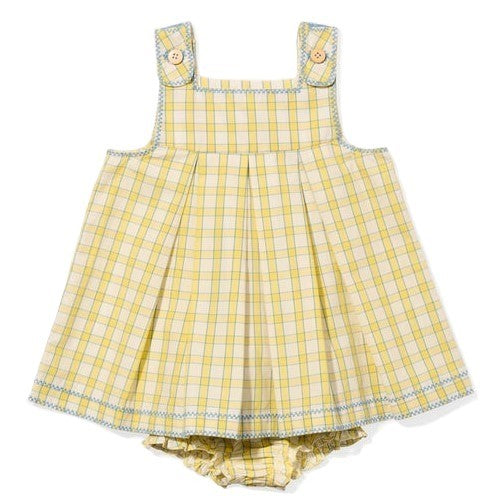 Daisy Baby Dress, Yellow Picnic Check|7472