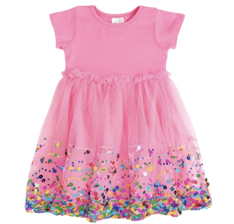 Raspberry Confetti Short Sleeve Tutu Dress|7507