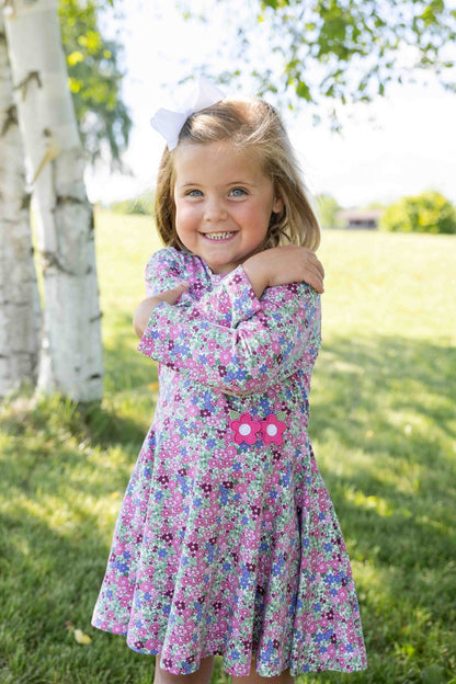 Floral Knit Dress w Flowers|12909