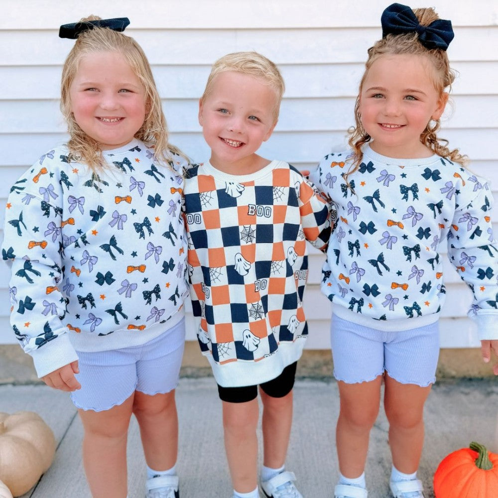 Boo Checkered Halloween Sweatshirt|9691