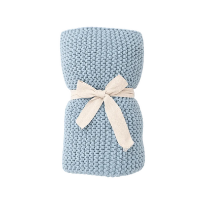 Garter Stitch Knit Blanket- Wave Blue|12298
