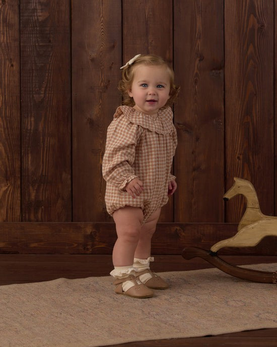 Colette Romper Fawn Gingham|12026