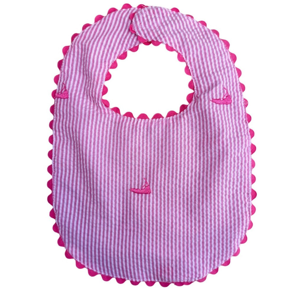 Pink Seersucker with Nantuckets Bib|10101
