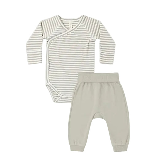 Side Snap Bodysuit + Pant Set - Laurel Stripe|12376