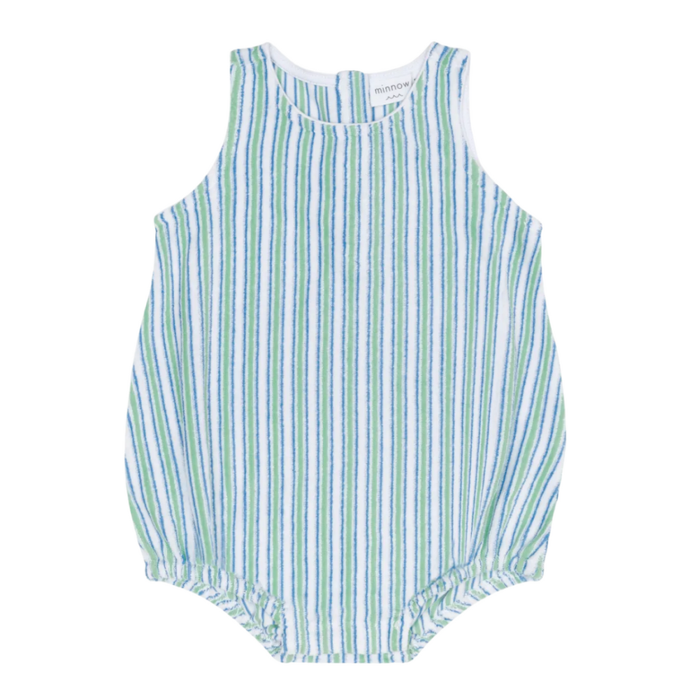 baby tamarin stripe french terry bubble romper|11427