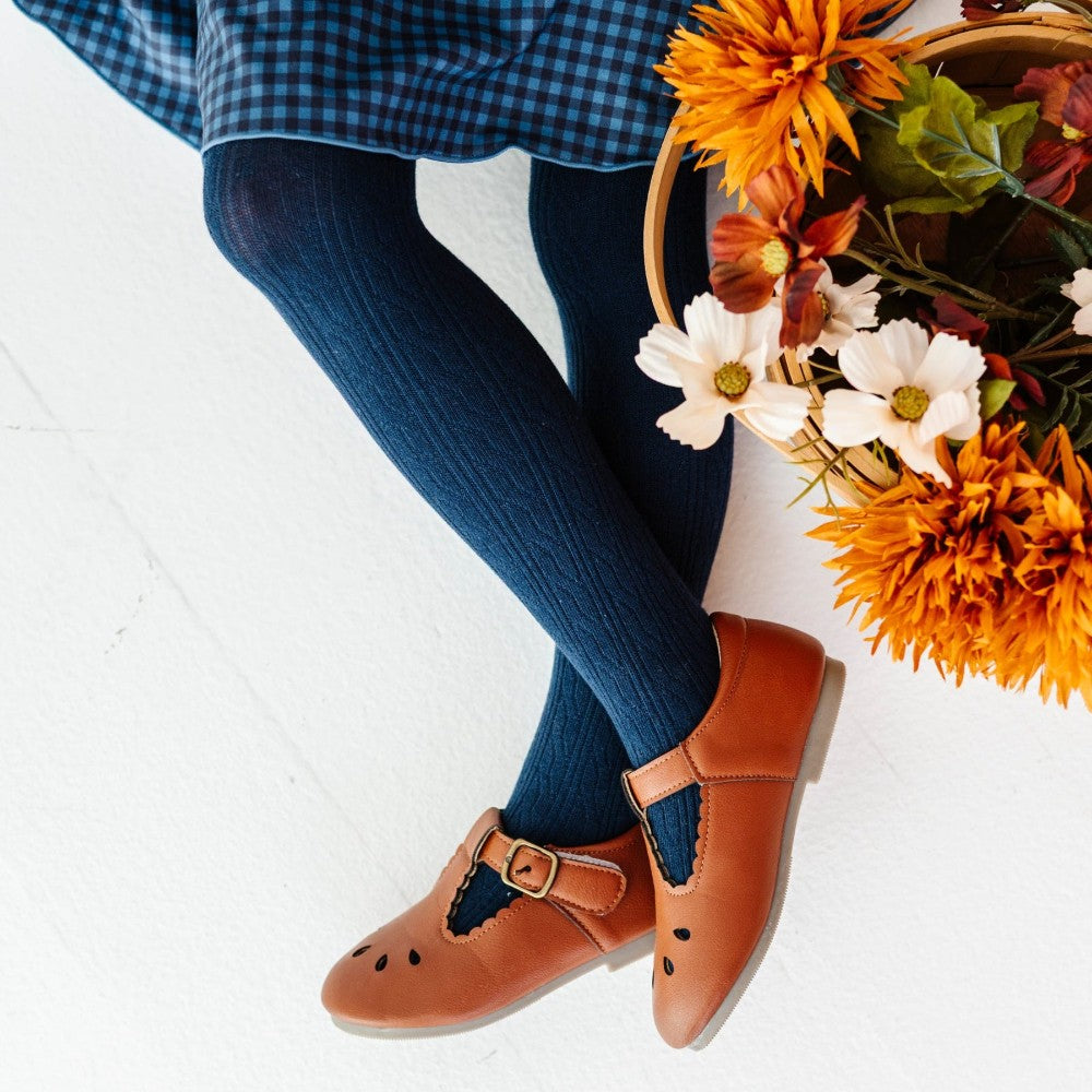 Navy Cable Knit Tights|12968