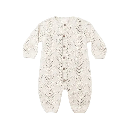 Long Sleeve Bubble Romper - Heathered Oatmeal|12478