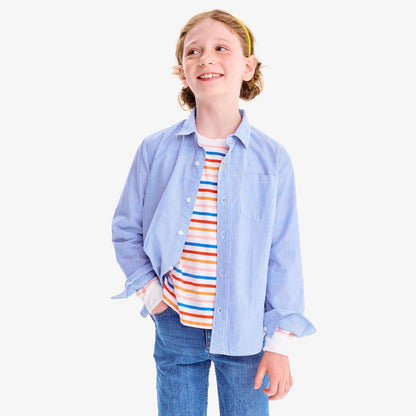 Long Sleeve Easy Tee In Multi Stripe | Ivory Tonal Stripe|5134