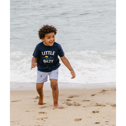 Blue Seersucker Shorts with Red Lobsters|3144