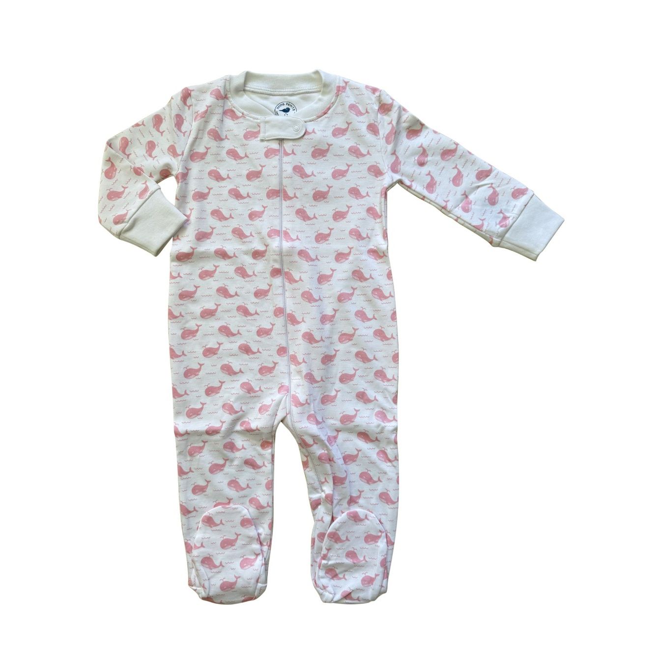 Pink Whales + Waves Baby Zip Romper|10029