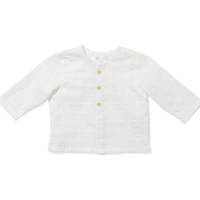 Lupo Baby Shirt, Cream Windowpane|7549