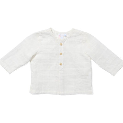 Lupo Baby Shirt, Cream Windowpane|7549