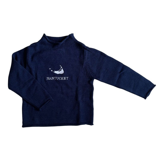 Navy Nantucket Embroidered Rollneck Sweater|10094