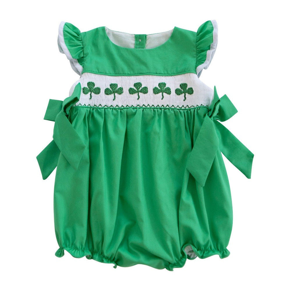 Shamrocks Smocked Green Knit Bubble|10791