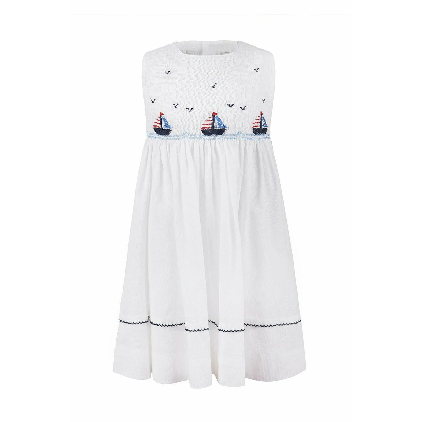 Smocked Boats White Sleeveless Dress|11599