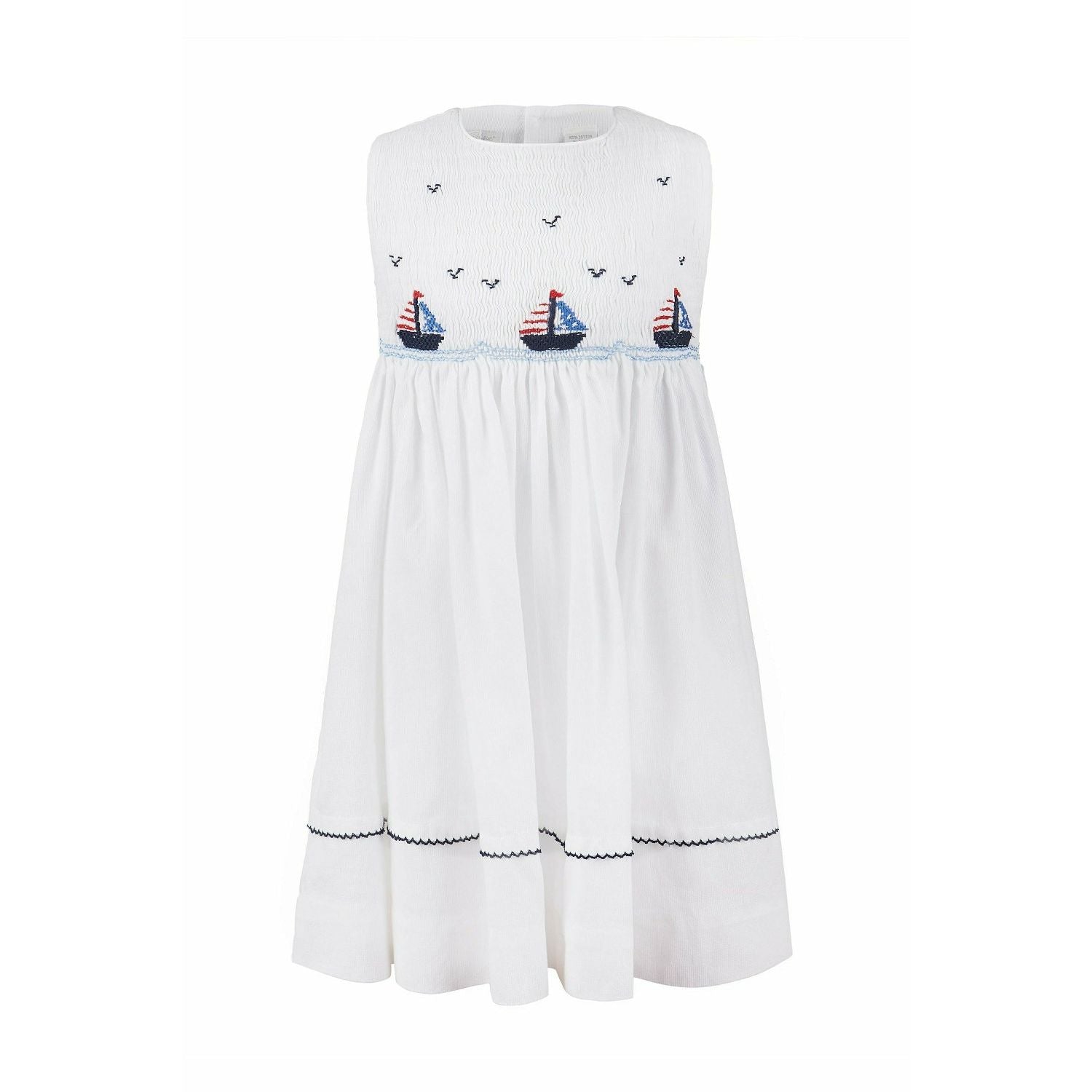 Smocked Boats White Sleeveless Dress|11599