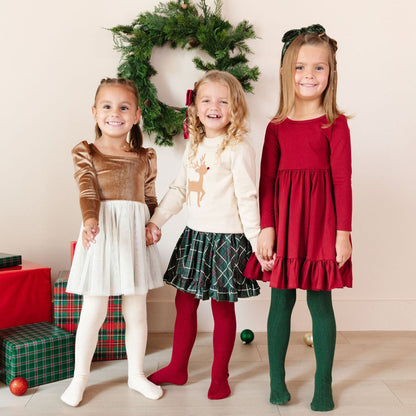 Forest Green Cable Knit Tights|13603
