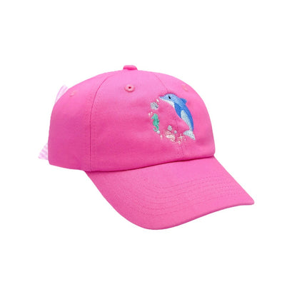 Girls' Dolphin Bow Baseball Hat- magenta|8117