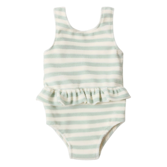 Skirted One-Piece Seafoam Stripe