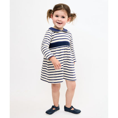 Marie Clare Baby Dress, Navy Stripe|9251