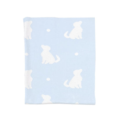 Playful Pups Reversible Knit Blanket-Baby Blue|12831