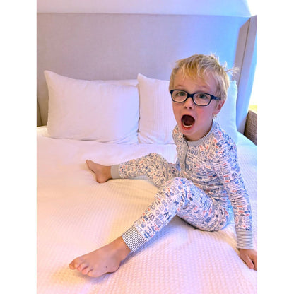 Hockey Two Piece Kids Henley Pajamas|10349